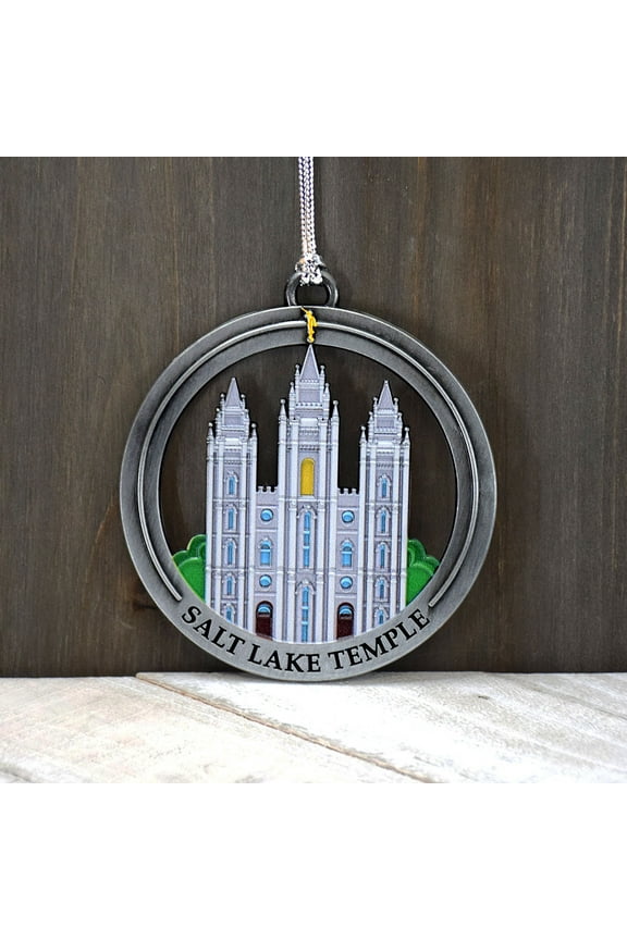 Salt Lake Antique Silver 3" With Enamel Temple Ornament