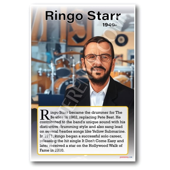 Ringo Starr - Beatles Drummer - Biography Poster 18 x 12 inch