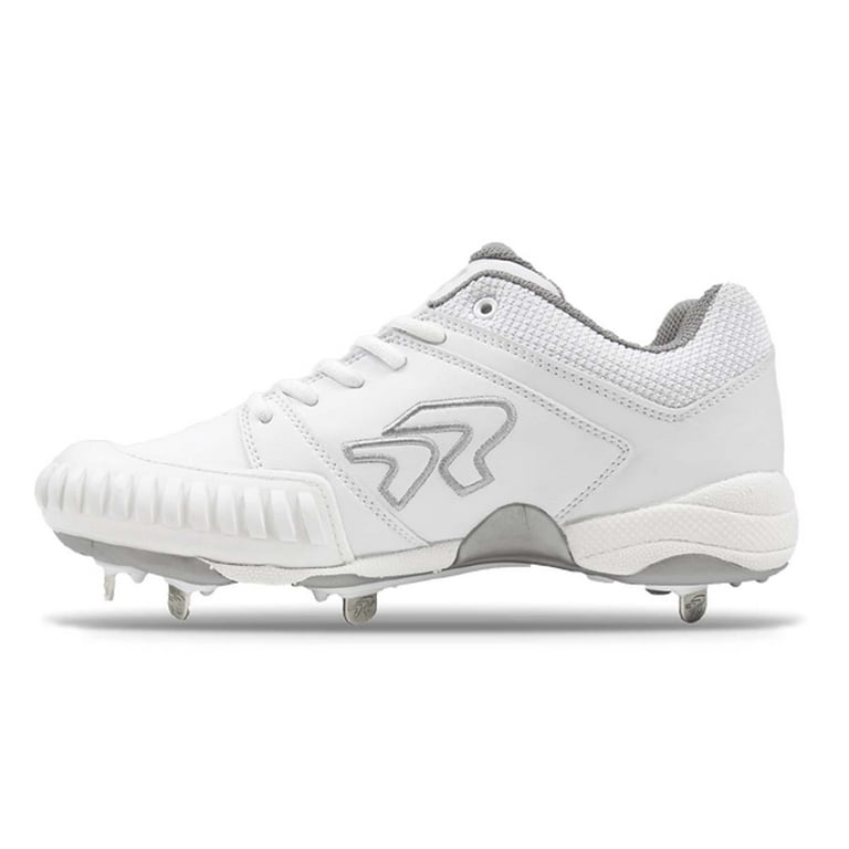 Ringor Flite Women s Softball Spike with Pitchers Toe White Silver Size 10