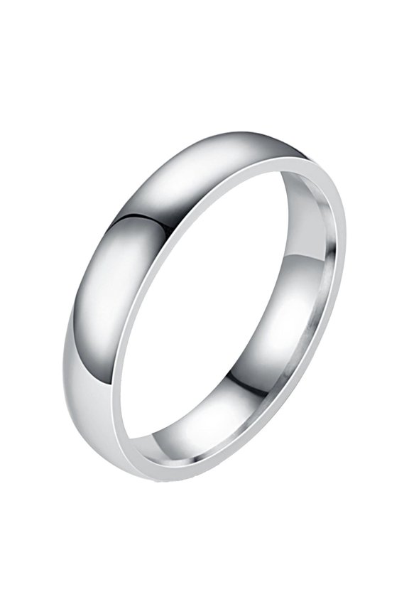 Rings 4Mm Arc Stainless Steel Smooth Face Ring Titanium Steel Couple Ring