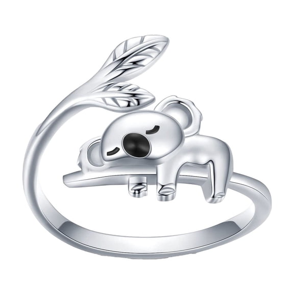 Rings Classic Open Adjustable Koala Friendship Ring for Girls - Cute Animal Open Ring Idea Open Adjustable Ring for Birthday, 2 cm, Silver