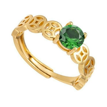 Rings Creative Sand Gold Set Zircon Gold Plated Rings/ Q1G2