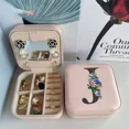 thumbnail image 1 of Rings Earrings Zipper Jewelry Box Personalized Letter Leather Travel Jewelry Case Bridesmaid Proposal Jewellery Holder Her Gift J 10X10X5cm, 1 of 6
