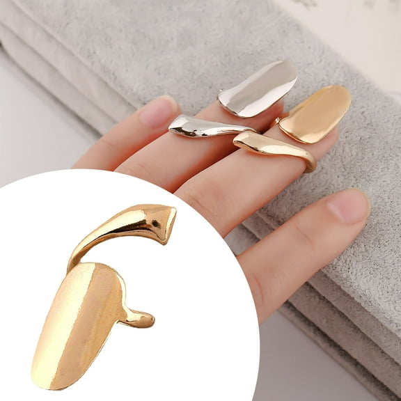 Rings Fashion Alloy Texture Nail Ring Extendable Finger Nail Hand Ornaments Decorative Jewelry Accessory Unique Design