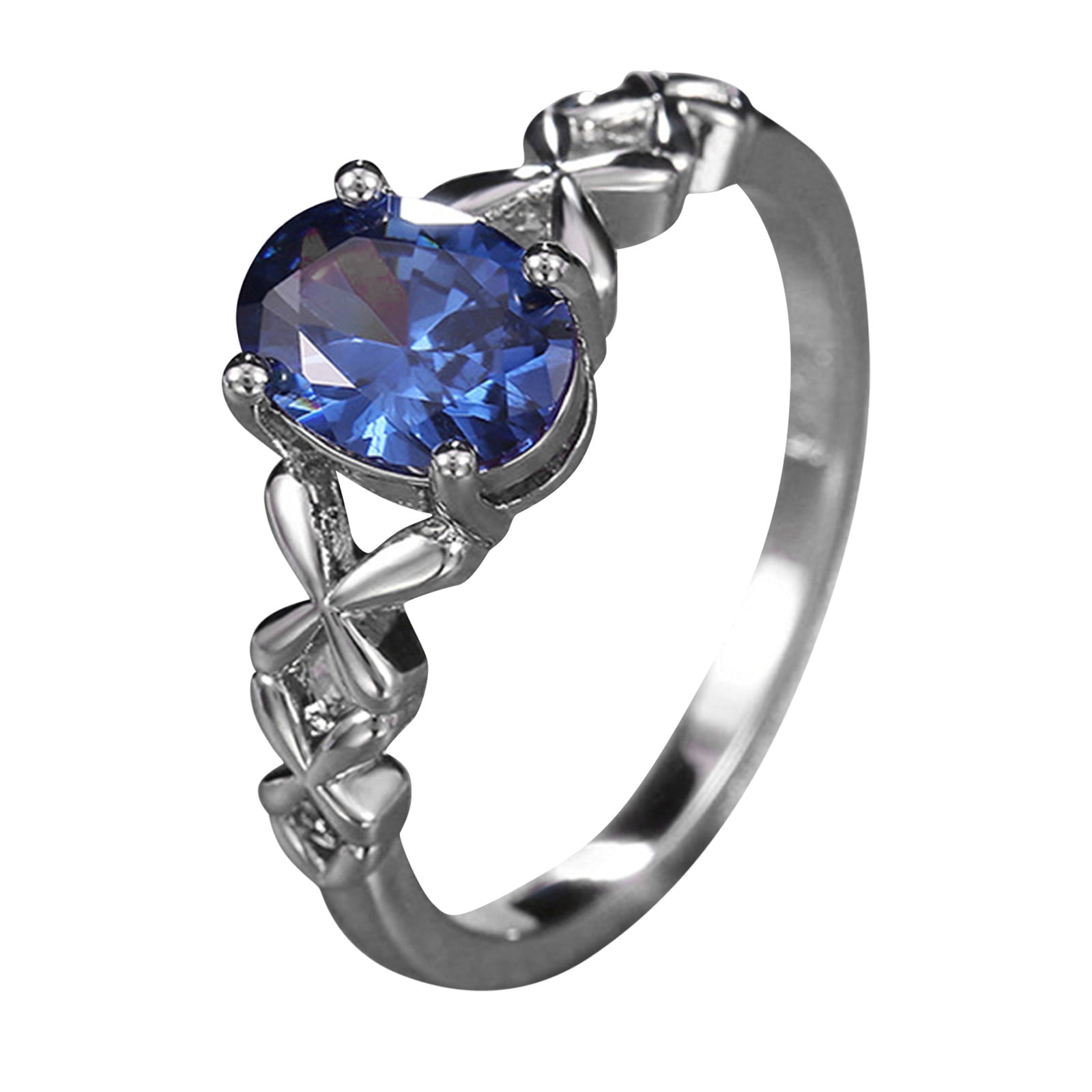 Milangirl Female Big Blue Stone Ring Luxury Retro Wedding Cubic Zirconia Ring  Female Fashion Engagement Ring Jewelryenga Ring Size 6 Main Stone Color blue