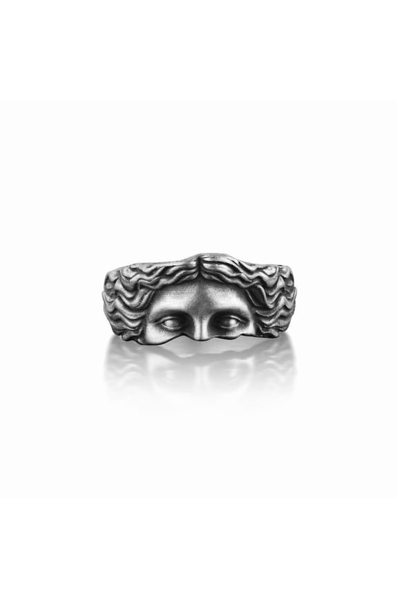 Rings For Men Creative Venus Mask Ring, Retro Thai Silver Relief With Adjustable Opening Ring Confessing Gift