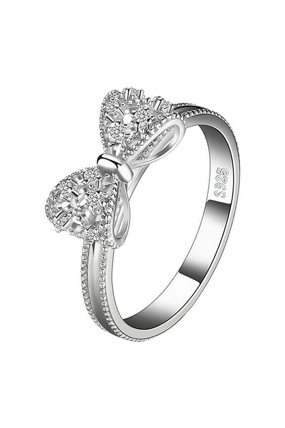 Rings For Women 925 Silver Promise Rings For Her Stackable Wedding Bow Stacking Ring Sets Valentine's Day Mother's Day Gifts