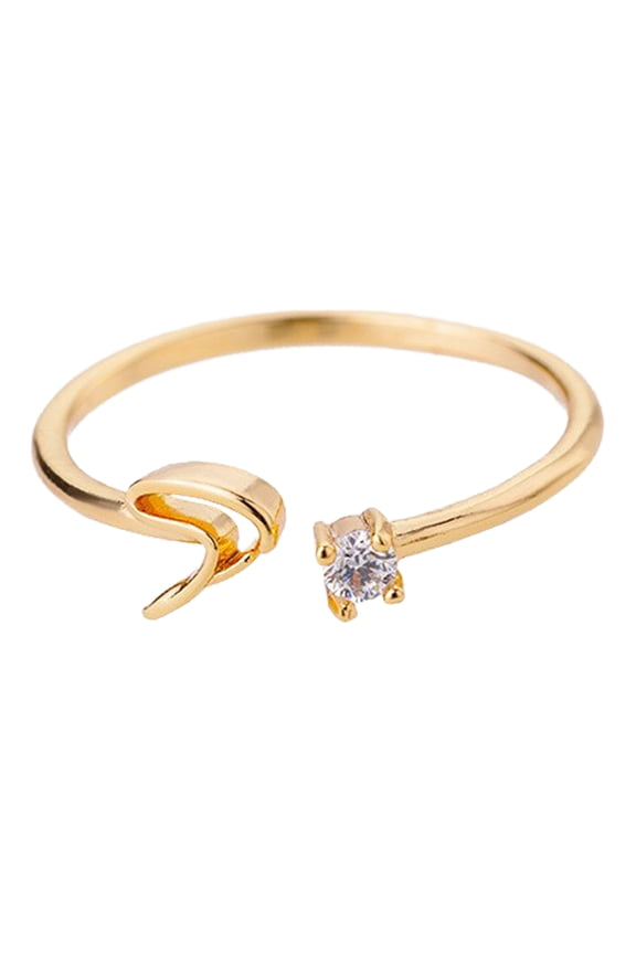 Rings Gold Rhinestone 26 Initial Open Ring for Women Jewelry Featuring Sparkling Letter Initials Open Band with,One Size,GoldS