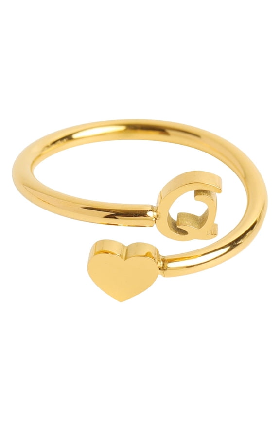 Rings - Initial Heart Ring for Granddaughter with 26 Letter Heart Design Fashion Jewelry Accessory, Gold Q