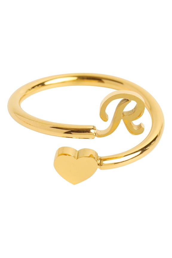 Rings - Initial Heart Ring for Granddaughter with 26 Letter Heart Design Fashion Jewelry Accessory, Gold R