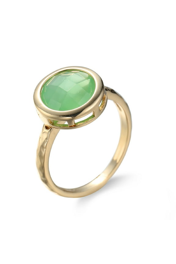 Rings Jewelry Round Green Pink Opal Gemstone Gold Color Finger Ring Women Wedding Engagement Accessories