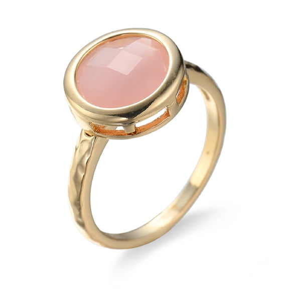 Rings Jewelry Round Green Pink Opal Gemstone Gold Color Finger Ring Women Wedding Engagement Accessories
