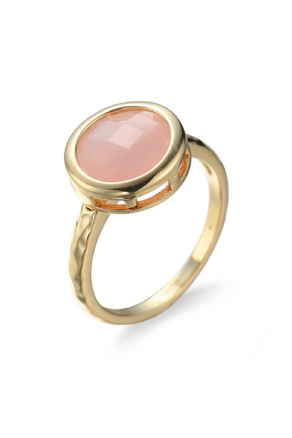 Rings Jewelry Round Green Pink Opal Gemstone Gold Color Finger Ring Women Wedding Engagement Accessories