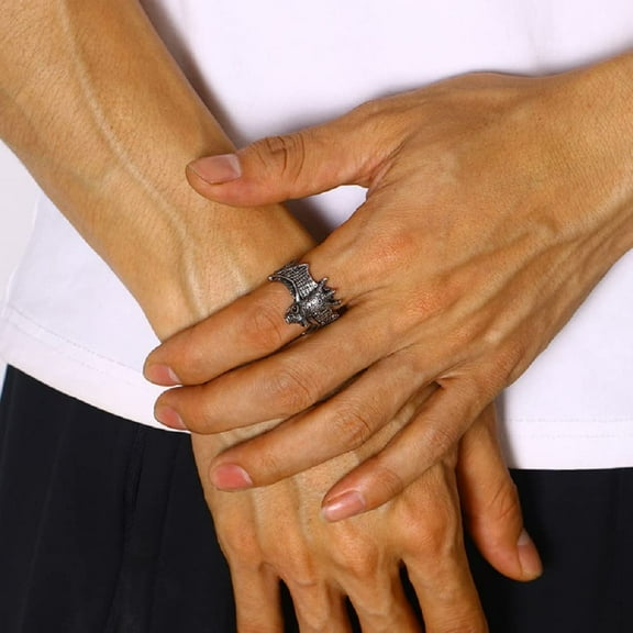 Rings for Men, Adjustable Ring, Vintage Knuckle Rings, Open Bat Wing Finger Ring, Gothic Finger Band Cosplay Accessories, Jewelry Gifts for Women Men, Silver