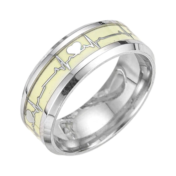 Luminous Heartbeat Ring – Stainless Steel Glow Jewelry, One Size, Silver B
