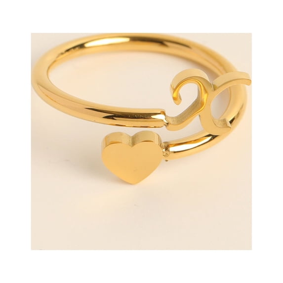 Rings To My Granddaughter Initial Heart Ring 26 Letter Fashion Jewelry Unique Accessories for Giving