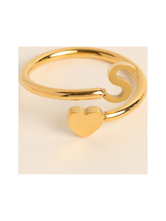 Rings To My Granddaughter Initial Heart Ring 26 Letter Fashion Jewelry Unique Accessories for Giving