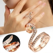 Rings for Women Clearance！Wendunide Women's Sterling Silver Open Ring Serpentine Set Zircon Ring Unique Personality Wedding Women's Accessories Gifts for Women Rg1
