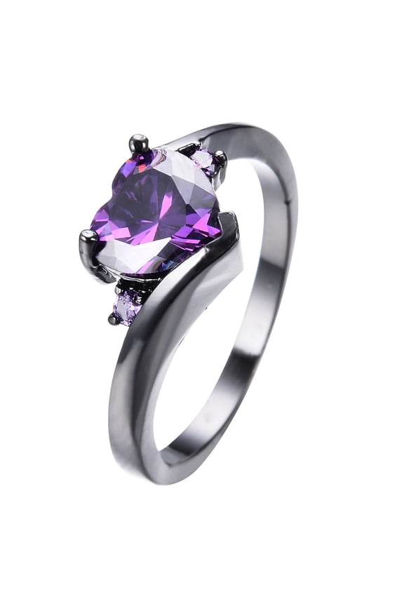 Rings Women Love Love Heart Shaped Hearts Colorful Zircon Jewelry (Purple )