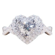 JIYUGALA Rings for Women Love Shape Full Diamond Ring Diamond Love Cross Rhinestone Ring Elegant Geometry Rhinestone Ring Full Diamond Rings for Size 6-10 Valentine's Day Gifts Clearance