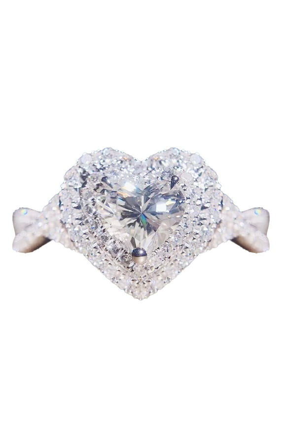 Rings for Women Love Shape Full Diamond Ring Diamond Love Cross Rhinestone Ring Elegant Geometry Rhinestone Ring Full Diamond Rings for Size 6-10 Valentine's Day Gifts Clearance