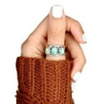 thumbnail image 1 of Rings for Women Turquoise Three Stone Ring, Retro Natural Gemstone Ring, Bohemian Broadband Ring, Fashion Jewelry Ring Gifts for Men and Women Size 6 Valentine's Day Gifts, 1 of 6