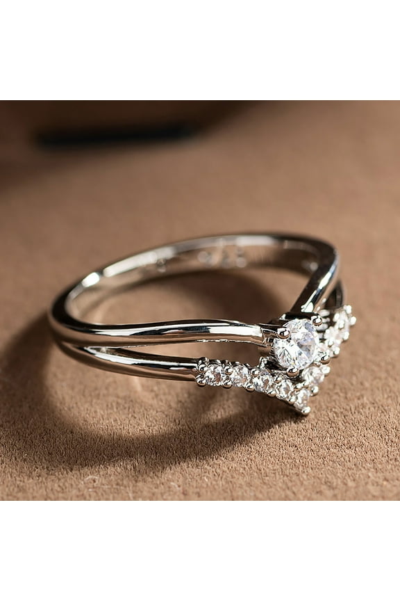 Rings,Womens Ring,Rings For Women, Christmas Clearance Sale! Lssam Creative V Shaped Sparkling Rhinestone Ring Heart Zircon Ring Jewelry Gift