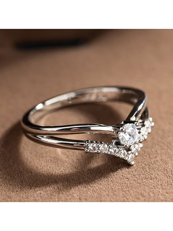 Rings,Womens Ring,Rings For Women, Christmas Clearance Sale! Lssam Creative V Shaped Sparkling Rhinestone Ring Heart Zircon Ring Jewelry Gift