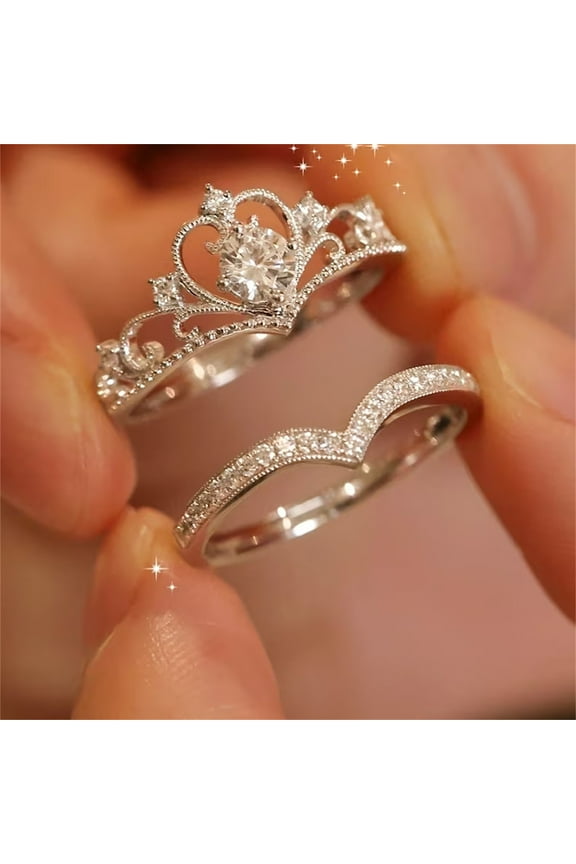 Rings,Womens Ring,Rings For Women, Christmas Clearance Sale! Lssam Engagement Rings For Women Cut Bridal Set Cubic Zirconia Wedding Rings Set