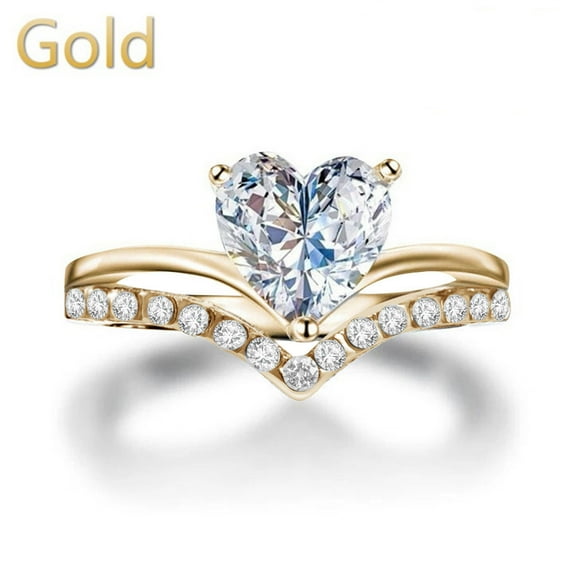 Rings,Womens Ring,Rings For Women, Christmas On Sale! Lssam Women's Heart-Shaped Zircon Diamond Personalized Princess Engagement Ring