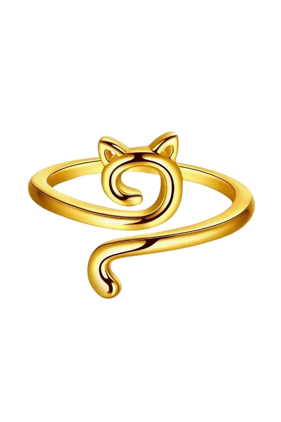 Rings Yarn Cat Ear Adjustable Ring for Beginners Cat Themed Jewelry Accessory,One Size,Gold