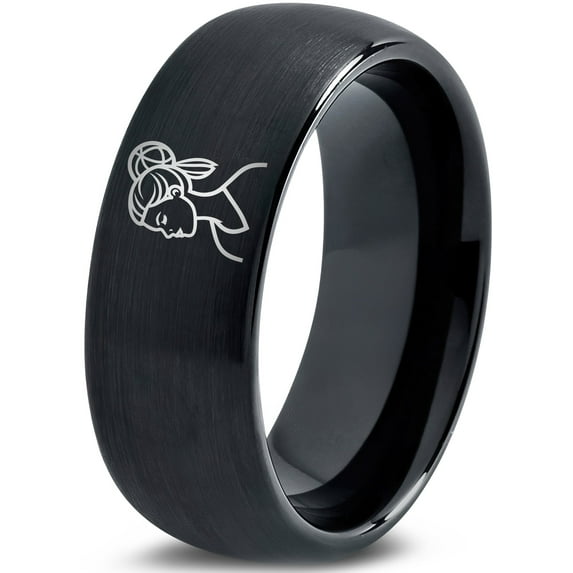 Valentine Gamer Metallic Black Tungsten Stackable Rings Medical 65th Birthday Gifts for Women