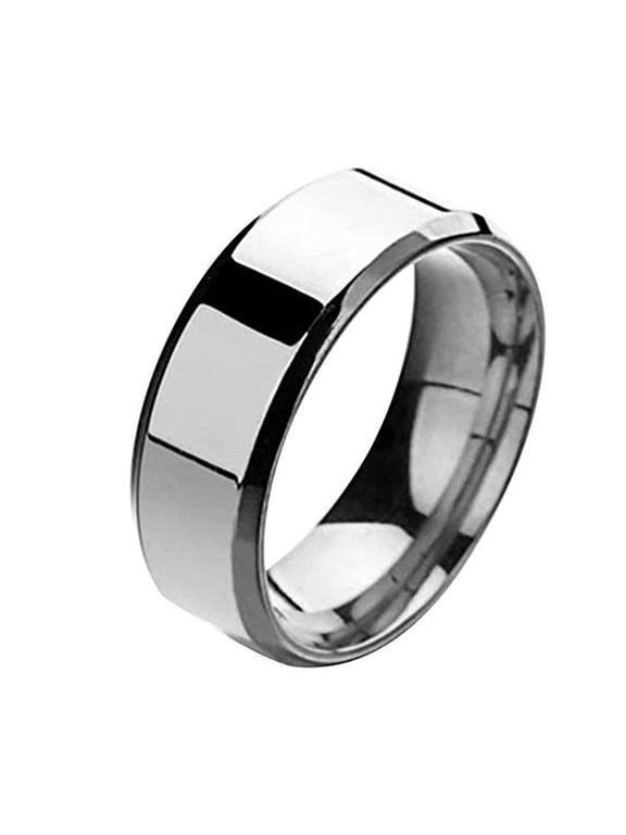Rings for Men Simple Unisex Lovers Stainless Steel Mirror Finger Rings Jewelry Gifts Valentine's Day Gifts Clearance