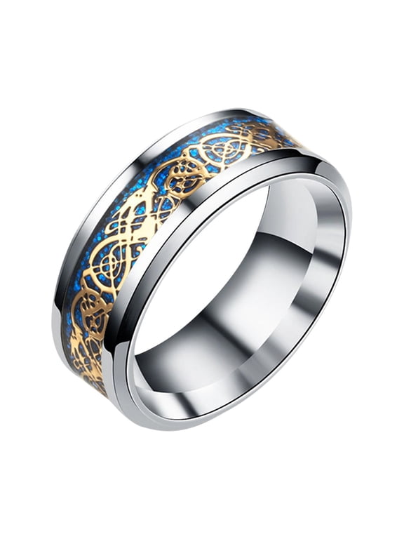 Rings for Men Titanium Steel Dragon Ring With Silver Golden Dragon Stainless Steel Ring Valentine's Day Gifts Clearance
