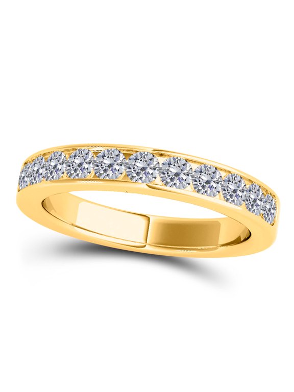 Rings for Women 0.55 Carat Engagement Diamond Wedding Band Channel-Setting 14K Solid Yellow Gold Genuine Diamond