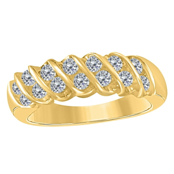 Rings for Women 0.56 Carat Engagement Wedding Band prong 10K Solid Yellow Gold Genuine Diamond