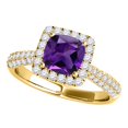 thumbnail image 1 of Rings for Women 0.98 Carat Diamond and Cushion Cut Amethyst Ring pave 10K Yellow Gold, 1 of 5