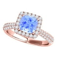 thumbnail image 1 of Rings for Women 0.98 Carat Diamond and Cushion Cut Aqumarine pave 10K Rose Gold, 1 of 5