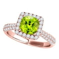 thumbnail image 1 of Rings for Women 0.98 Carat Diamond and Cushion Cut Peridot Ring pave 10K Rose Gold, 1 of 5