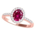 thumbnail image 1 of Rings for Women 1.05 Carat Diamond and Oval Shaped Created Ruby Ring prong 10K Rose Gold, 1 of 5