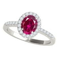 thumbnail image 1 of Rings for Women 1.05 Carat Diamond and Oval Shaped Created Ruby Ring prong 10K White Gold, 1 of 5