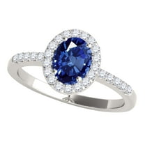 Rings for Women 1.05 Carat Diamond and Oval Shaped Sapphire Ring prong 10K White Gold