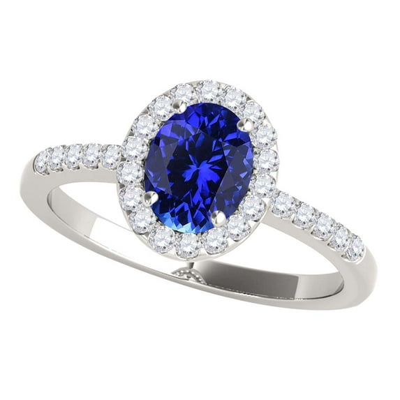 Rings for Women 1.05 Carat Diamond and Oval Shaped Tanzanite Ring prong 10K White Gold