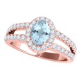 thumbnail image 1 of Rings for Women 1.68 Carat Diamond and Oval Shaped Aqumarine prong 10K Rose Gold, 1 of 5