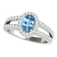 thumbnail image 1 of Rings for Women 1.68 Carat Diamond and Oval Shaped Blue Topaz Ring prong 10K White Gold, 1 of 5