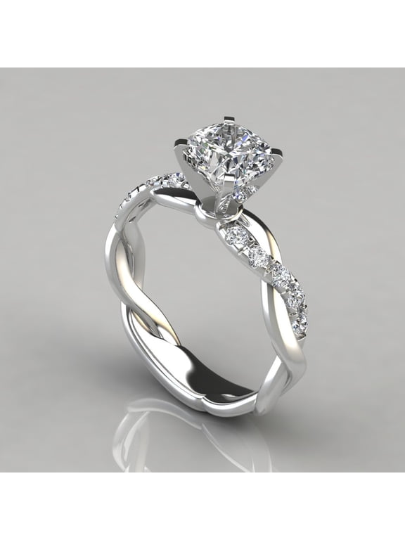 Rings for Women 18K Gold Plated With Cubic Zirconia Ring Fashion Jewelry Accessory Gift-Silver Color-Size 7