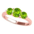 thumbnail image 1 of Aonejewelry Women's 2.25 Carat Three Stone Peridot Ring in 10k Rose Gold, 1 of 5