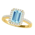thumbnail image 1 of Rings for Women 3.20 Carat Diamond and Emerald Shaped Aqumarine prong 10K Yellow Gold, 1 of 5