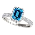 thumbnail image 1 of Rings for Women 3.46 Carat Diamond and Emerald Shaped Blue Topaz Ring pave 10K White Gold, 1 of 5
