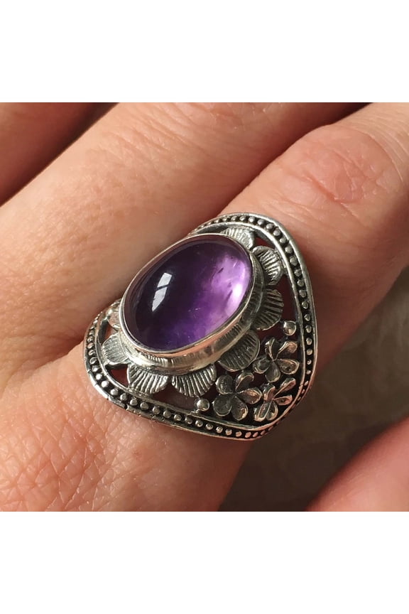 Clearance Rings for Women Amethyst Ring, Retro Handmade Singleton Ring for Men Women Ancient Ring Size 13 Valentine's Day Gifts